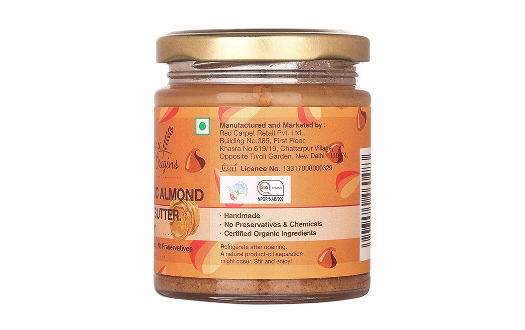 Organic Origins Almond Cacao Butter. (Crunchy)   Glass Jar  200 grams